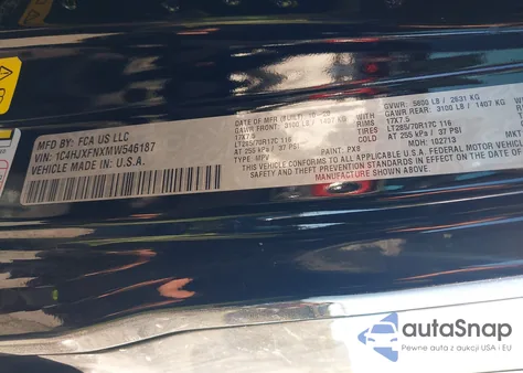 2021 Jeep Wrangler Unlimited Rubicon 4X4 z USA, uszkodzony, nr VIN 1C4HJXFNXMW546187